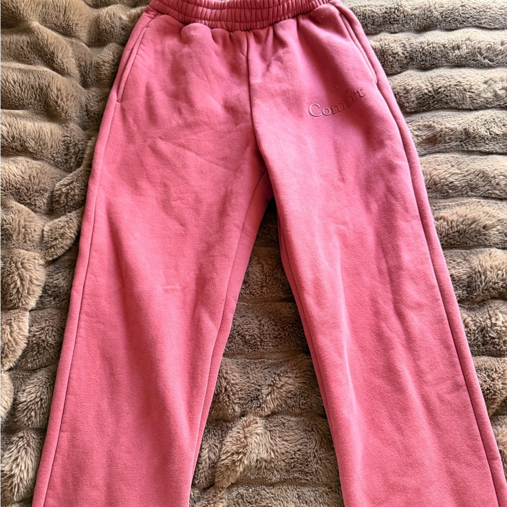 Cozy red Fleece Joggers with Elastic Waist